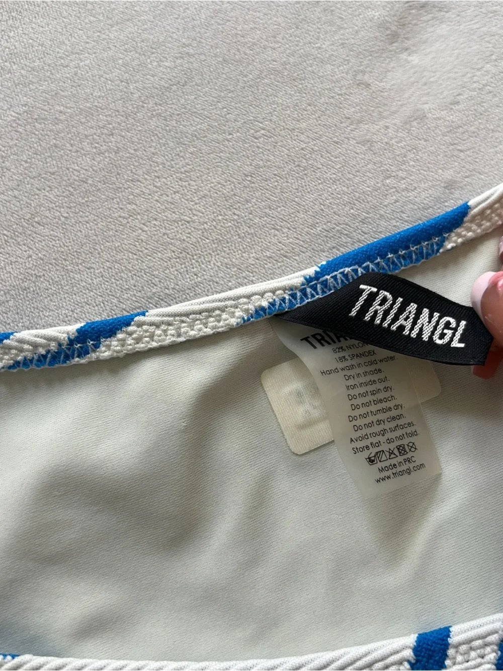 triangl swimwear Blue and White Zebra Print Bikini Bottom